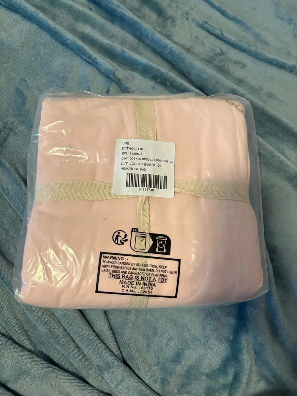 Soft Pink Floral Embroidered Duvet Cover